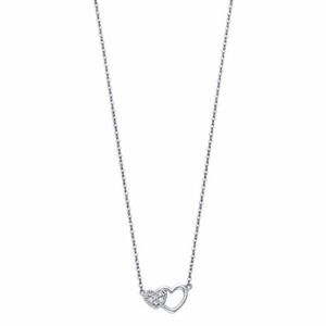 14K  White Gold Double Heart two hearts Necklace